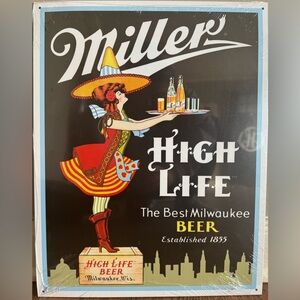High Life Vintage-Style Beer Wall Art - Red & Yellow